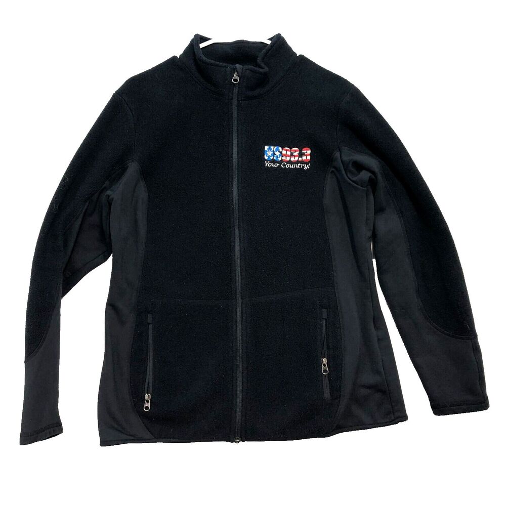 Port Authority Jacket Womens Size L Black Zip Front Fleece  US93.3 Your Country
